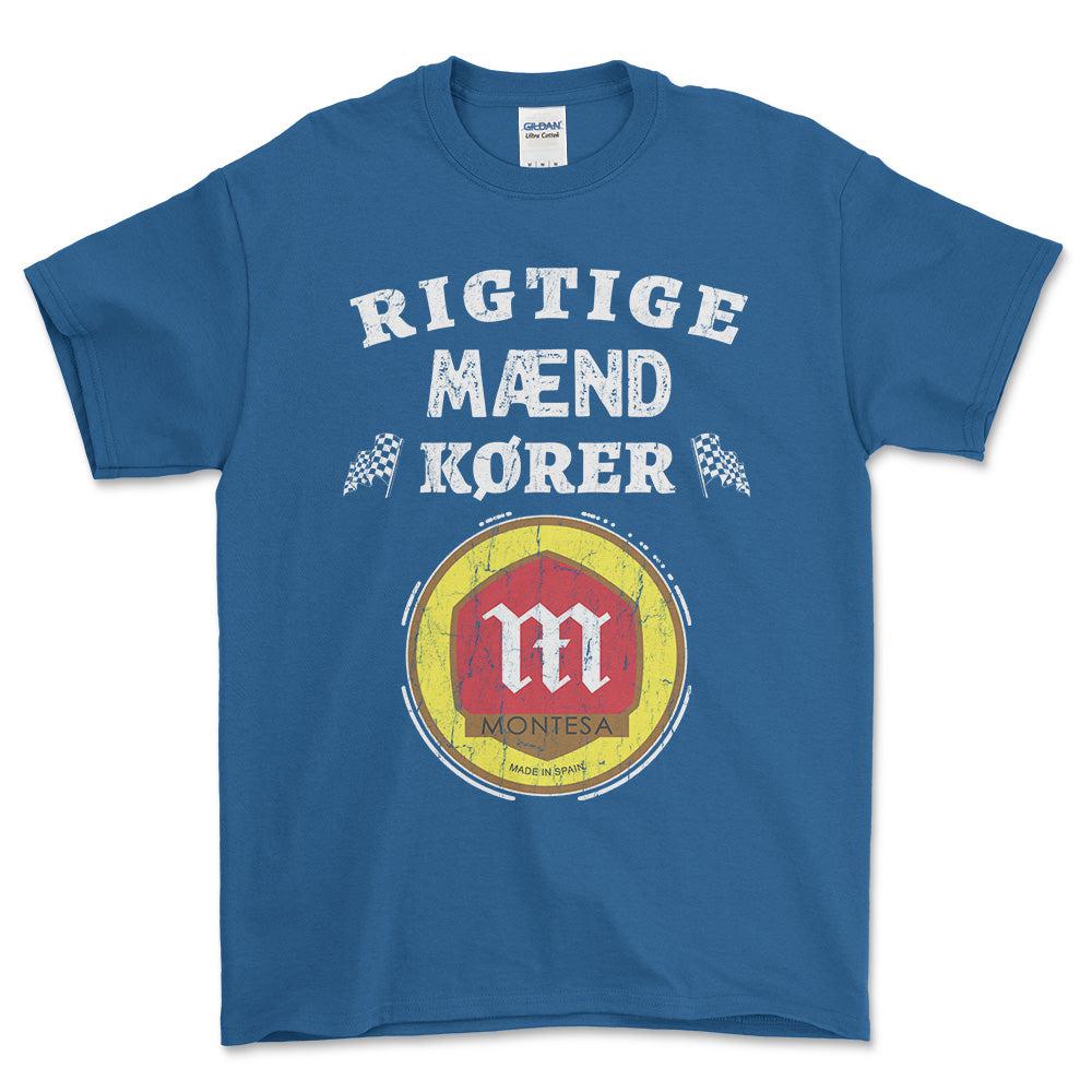 Montesa Rigtige Mænd Kører - Unisex T-Shirt , Bomuld-Beklædning-Montesa-Blå Royal-S-Forside-Garage Culture Shop- garage - man cave - merchandise