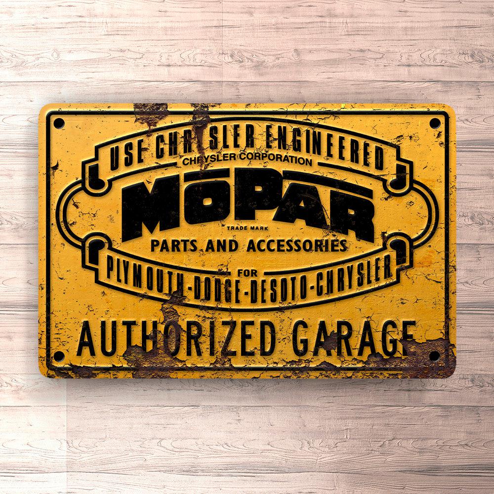 Mopar Autorized Garage Skilte, Musemåtte, Dørmåtte-Skilte-Mopar-Garage Culture Shop- garage - man cave - merchandise