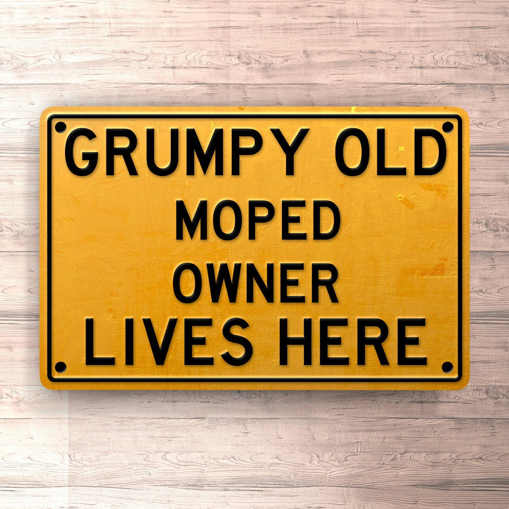 Moped - Grumpy Old Moped Owner Lives Here Skilte, Musemåtte, Dørmåtte-Skilte-Puch-Garage Culture Shop- garage - man cave - merchandise