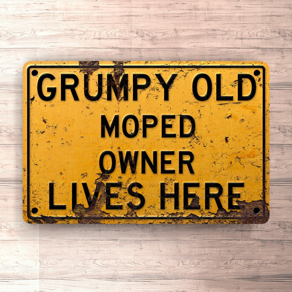 Moped - Grumpy Old Moped Owner Lives Here Skilte, Musemåtte, Dørmåtte-Skilte-Puch-Garage Culture Shop- garage - man cave - merchandise
