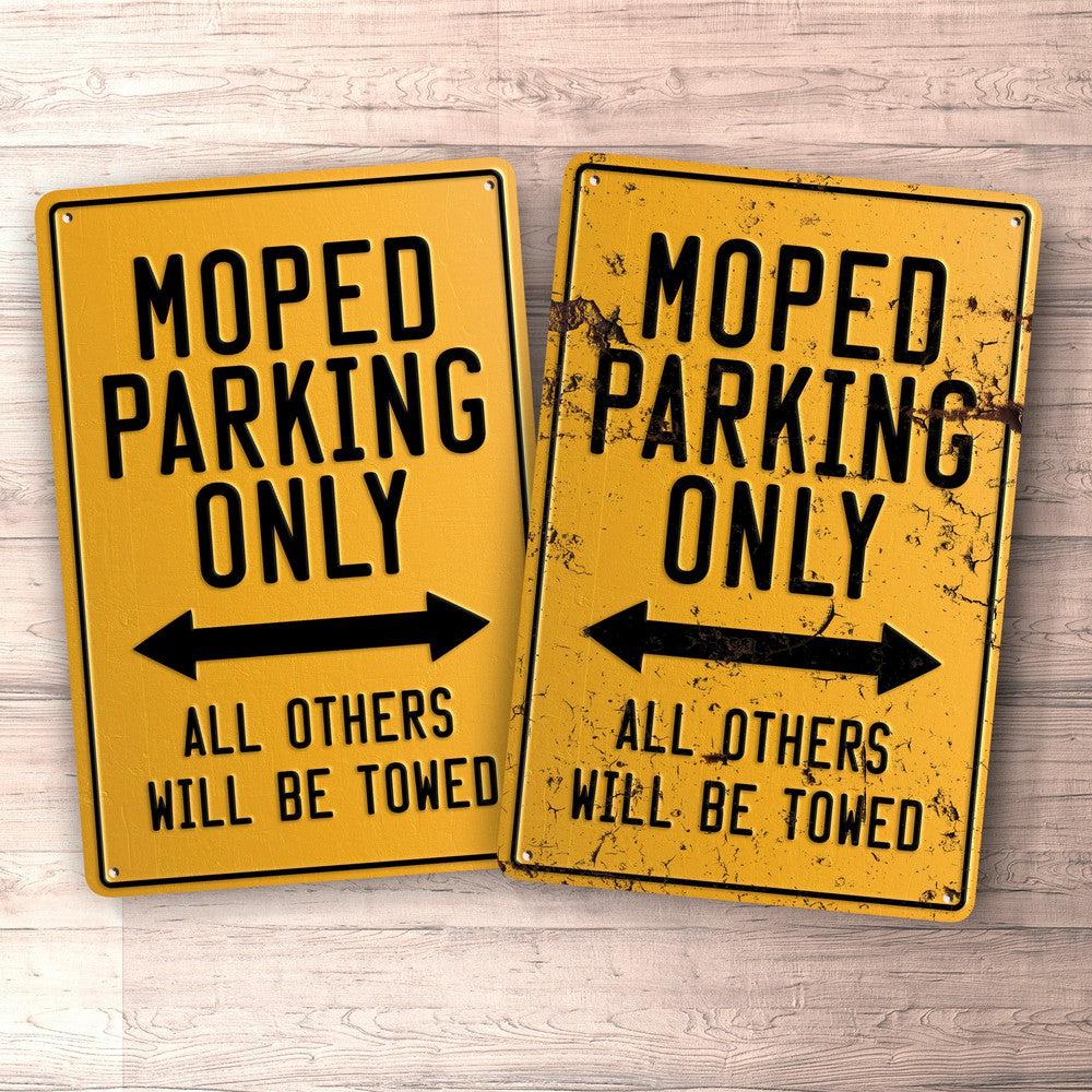 Moped Parking Only Skilte, Musemåtte, Dørmåtte , Plakat-Parking skilte-Moped-Garage Culture Shop- garage - man cave - merchandise