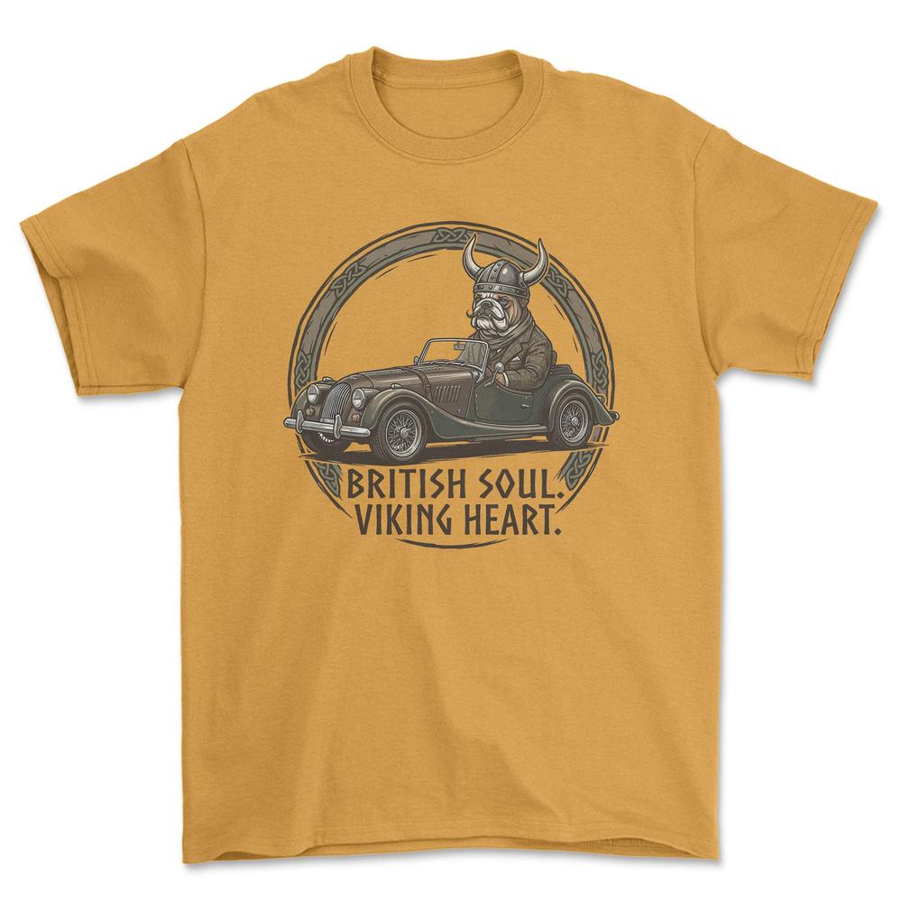 Morgan British Soul Viking Heart - Unisex T-Shirt , Bomuld-Beklædning-Morgan-Guld-S-Garage Culture Shop- garage - man cave - merchandise