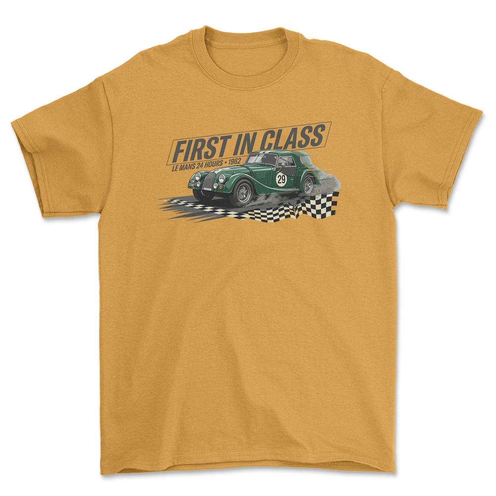 Morgan First In Class - Unisex T-Shirt , Bomuld-Beklædning-Morgan-Guld-S-Garage Culture Shop- garage - man cave - merchandise