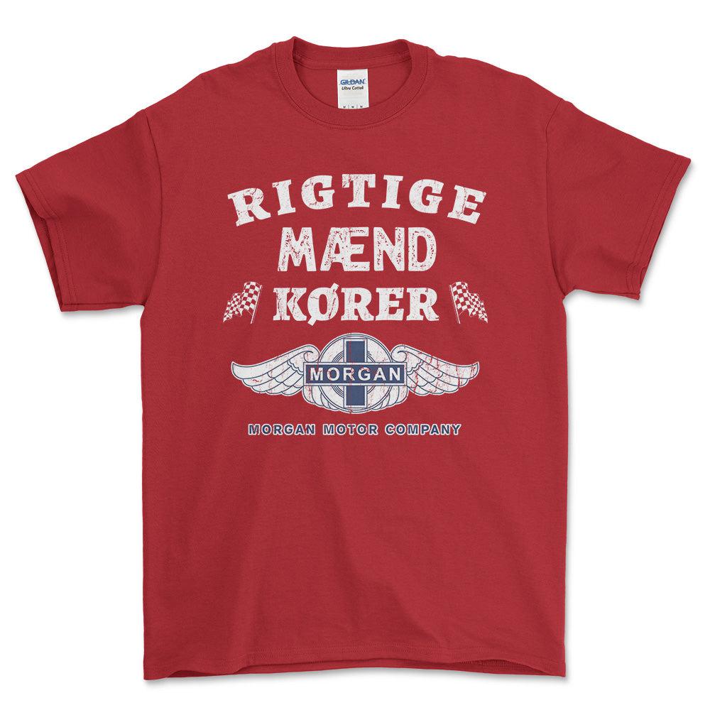 Morgan Rigtige Mænd Kører - Unisex T-Shirt , Bomuld-Beklædning-Morgan-Rød-S-Forside-Garage Culture Shop- garage - man cave - merchandise