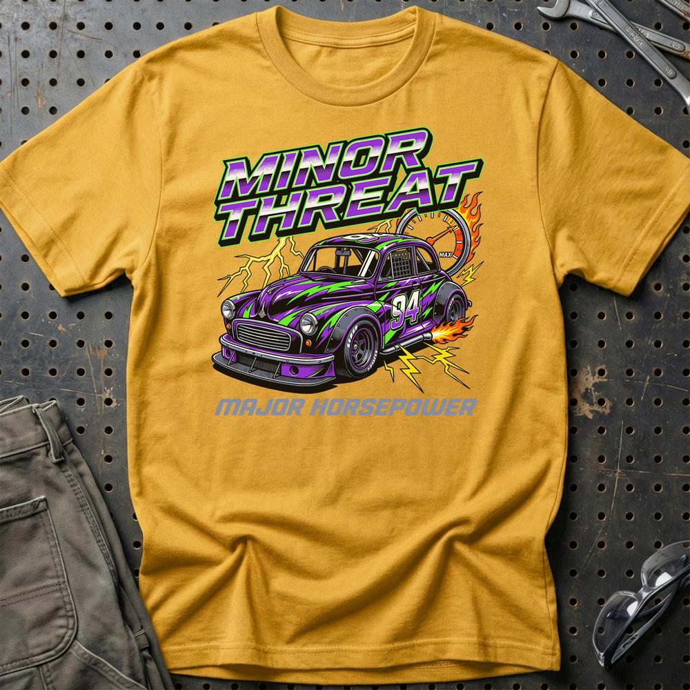 Morris Minor Threat Major Horsepower - Unisex T-Shirt-Beklædning-Morris-Guld-S-Garage Culture Shop- garage - man cave - merchandise