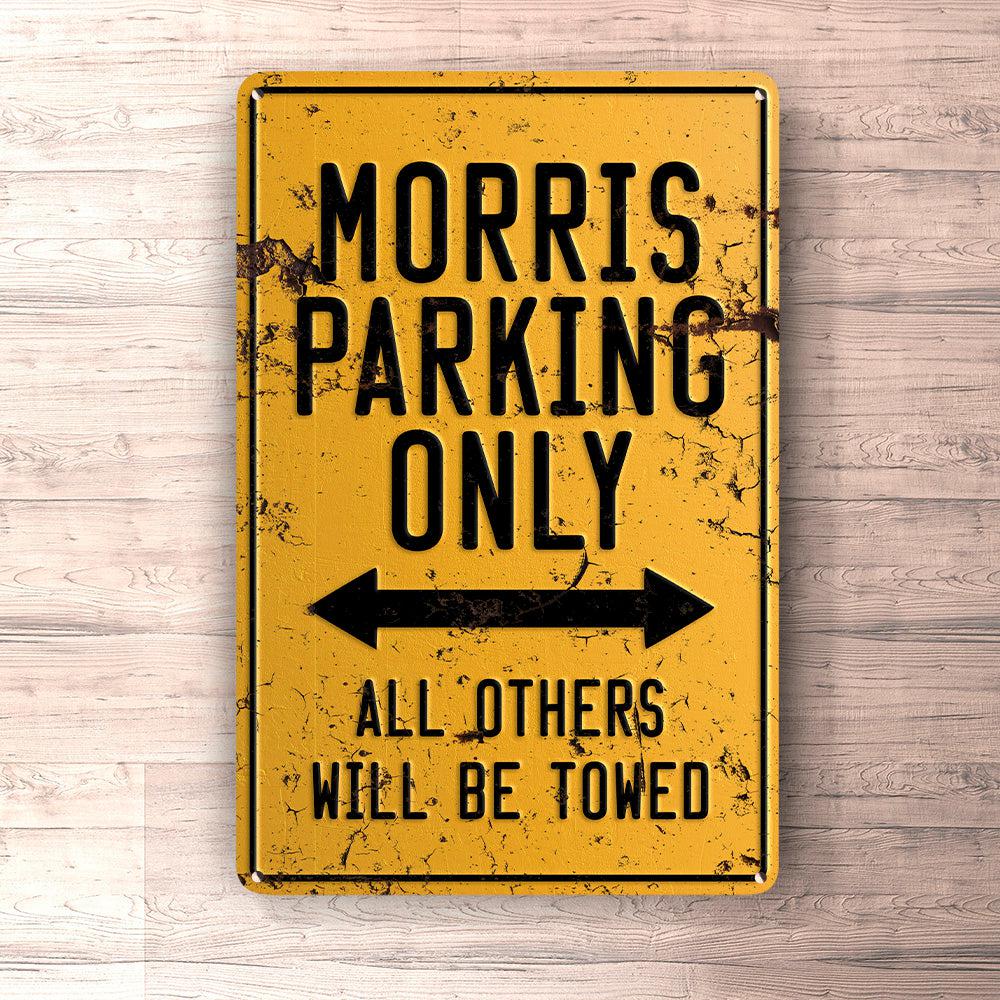 Morris Parking Only Skilte, Musemåtte, Dørmåtte-Parking skilte-Morris-Garage Culture Shop- garage - man cave - merchandise