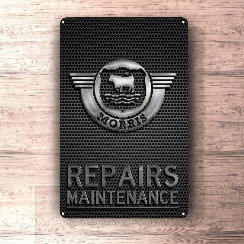 Morris Repairs Maintenance Skilte, Musemåtte, Dørmåtte-Skilte-Morris-Garage Culture Shop- garage - man cave - merchandise