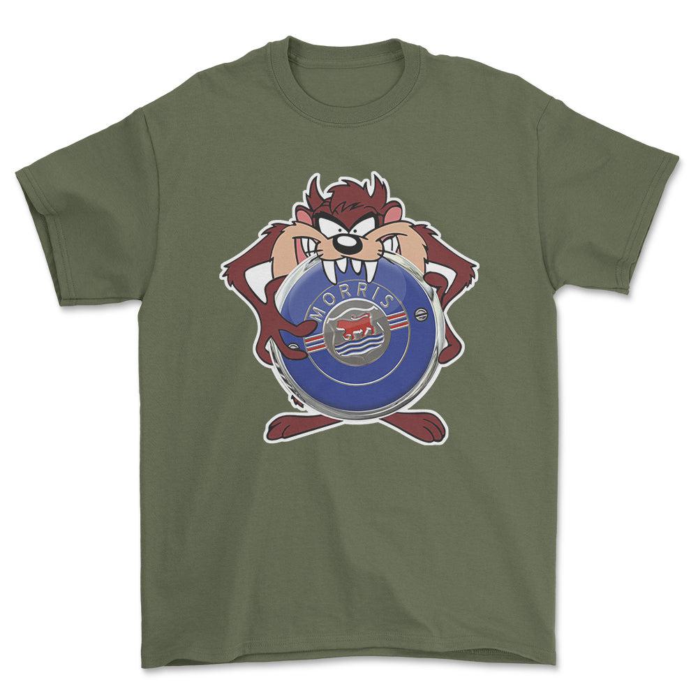 Morris TAZ Unisex T-Shirt , Bomuld-Beklædning-Morris-Grøn Militær-S-Forside-Garage Culture Shop- garage - man cave - merchandise