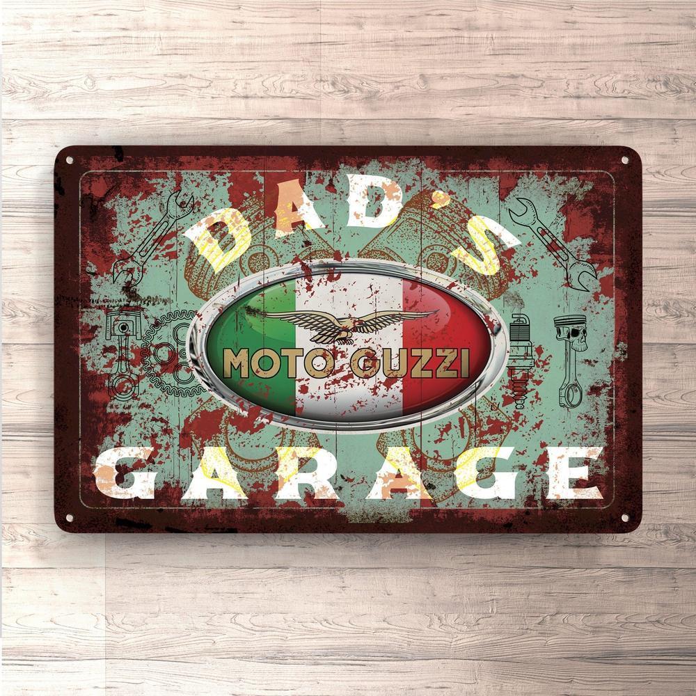 Moto Guzzi Dads Garage Vintage Skilte, Musemåtte, Dørmåtte-Skilte-Moto Guzzi-Garage Culture Shop- garage - man cave - merchandise