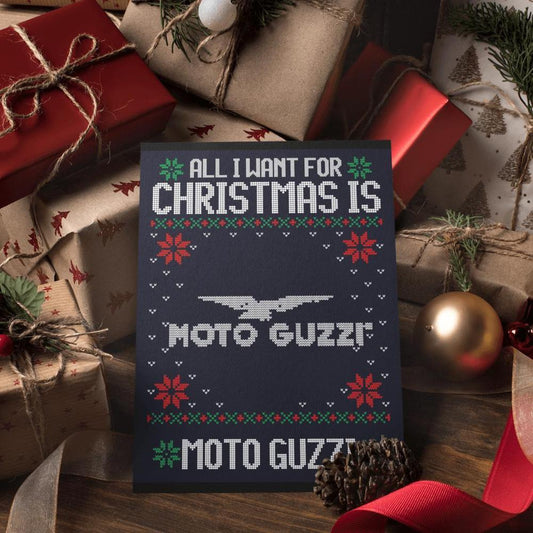 Moto Guzzi Juleskilte All I Want For Christmas Is Skilte, Musemåtte, Dørmåtte , Plakat-Skilte-Moto Guzzi-Garage Culture Shop- garage - man cave - merchandise