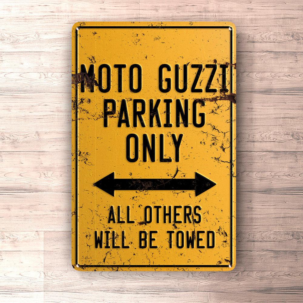 Moto Guzzi Parking Only Skilte, Musemåtte, Dørmåtte-Parking skilte-Moto Guzzi-Garage Culture Shop- garage - man cave - merchandise