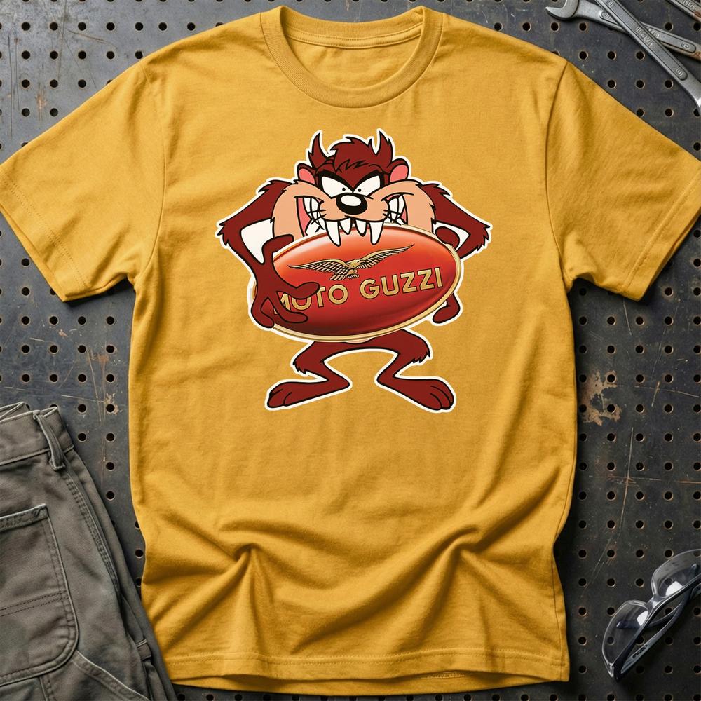 Moto Guzzi TAZ Unisex T-Shirt , Bomuld-Beklædning-Moto Guzzi-Guld-S-Garage Culture Shop- garage - man cave - merchandise