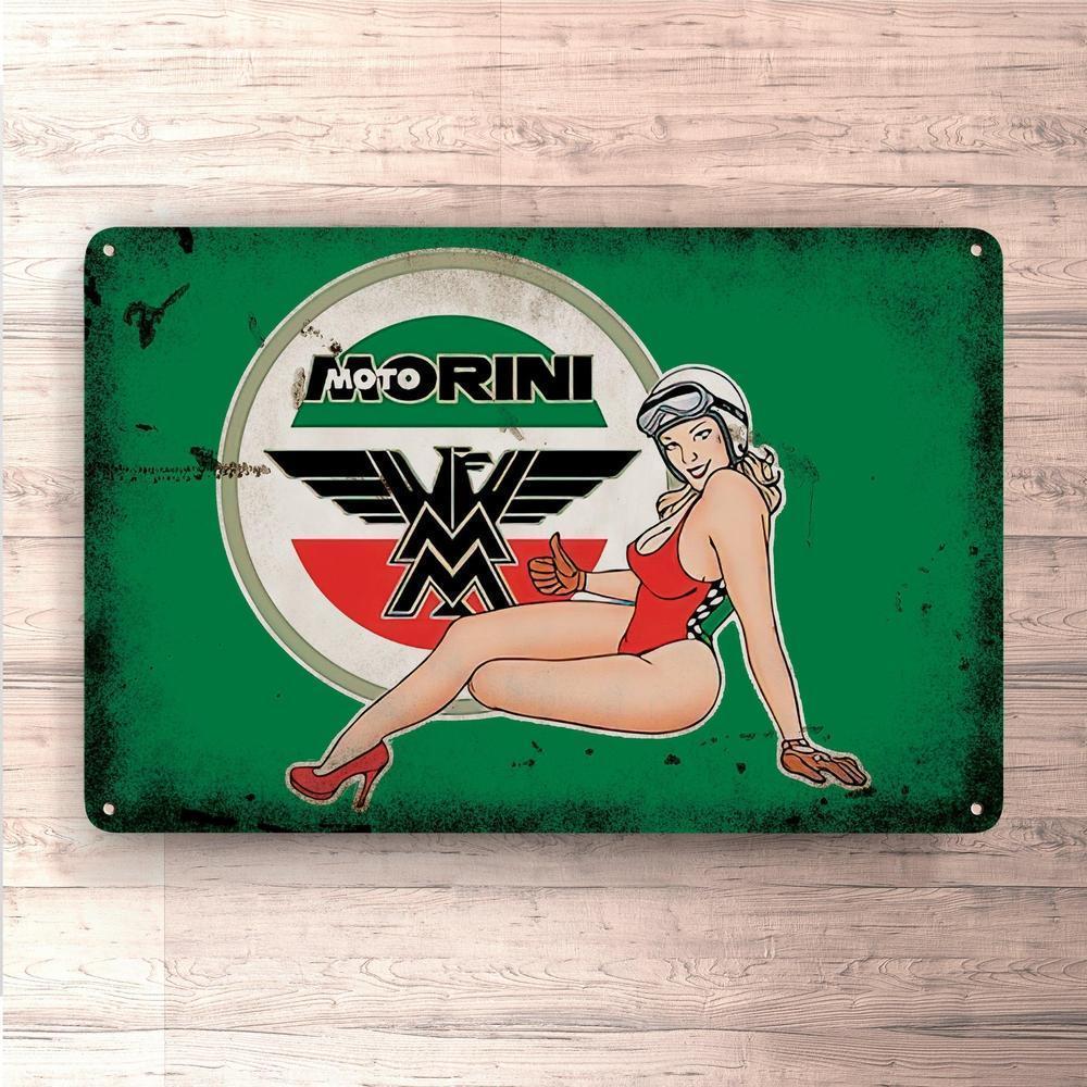 Moto Morini Pin-Up Vintage Skilte, Musemåtte, Dørmåtte-Skilte-Moto Morini-Garage Culture Shop- garage - man cave - merchandise