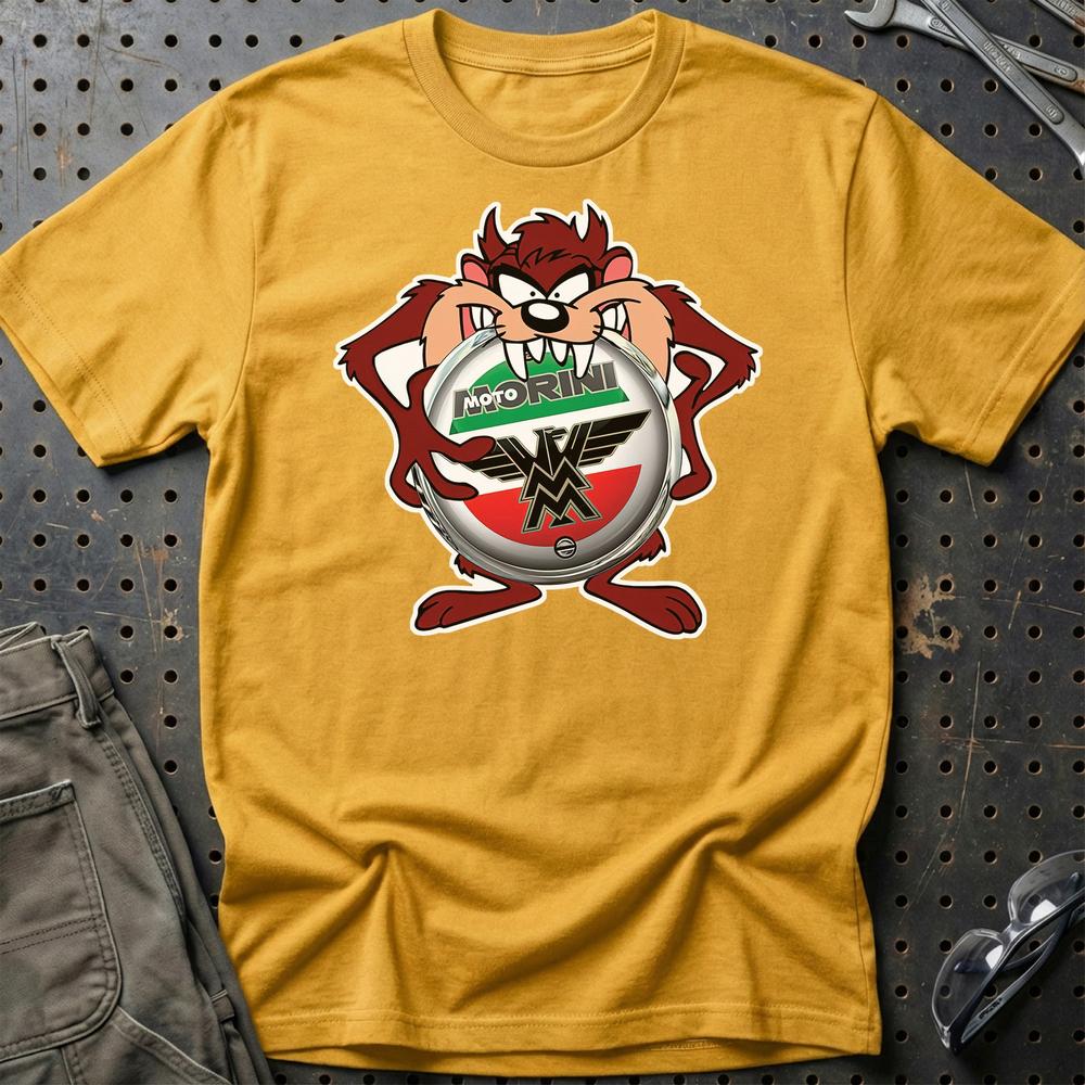 Moto Morini TAZ Unisex T-Shirt , Bomuld-Beklædning-Moto Morini-Guld-S-Garage Culture Shop- garage - man cave - merchandise
