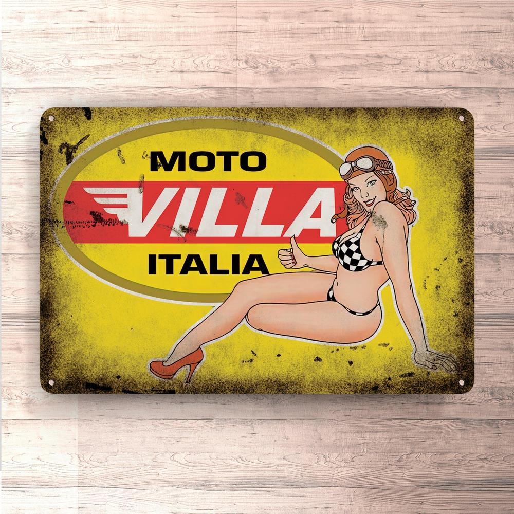 Moto Villa Pin-Up Vintage Skilte, Musemåtte, Dørmåtte-Skilte-Moto Villa-Garage Culture Shop- garage - man cave - merchandise