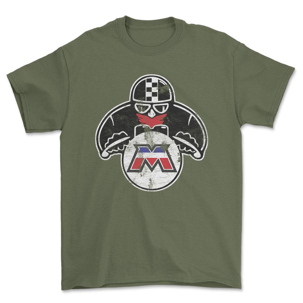 Motobecane Biker Vintage Style Unisex T-Shirt , Bomuld-Beklædning-Motobecane-Grøn Militær-S-Forside-Garage Culture Shop- garage - man cave - merchandise