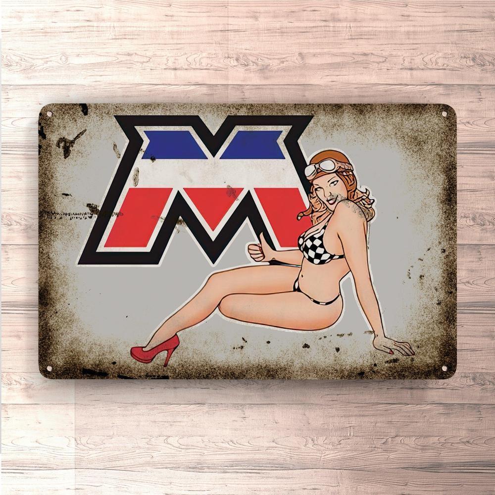 Motobecane Pin-Up Vintage Skilte, Musemåtte, Dørmåtte-Skilte-Motobecane-Garage Culture Shop- garage - man cave - merchandise