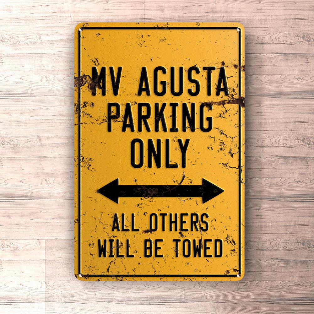 Mv Agusta Parking Only Skilte, Musemåtte, Dørmåtte-Parking skilte-MV Agusta-Garage Culture Shop- garage - man cave - merchandise