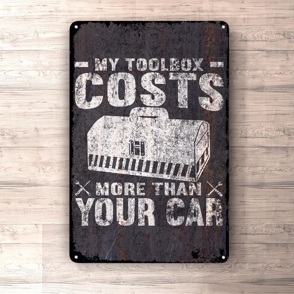 My Toolbox Costs More Than Your Car Skilte, Musemåtte, Dørmåtte , Plakat-Skilte-Funny Garage-Garage Culture Shop- garage - man cave - merchandise