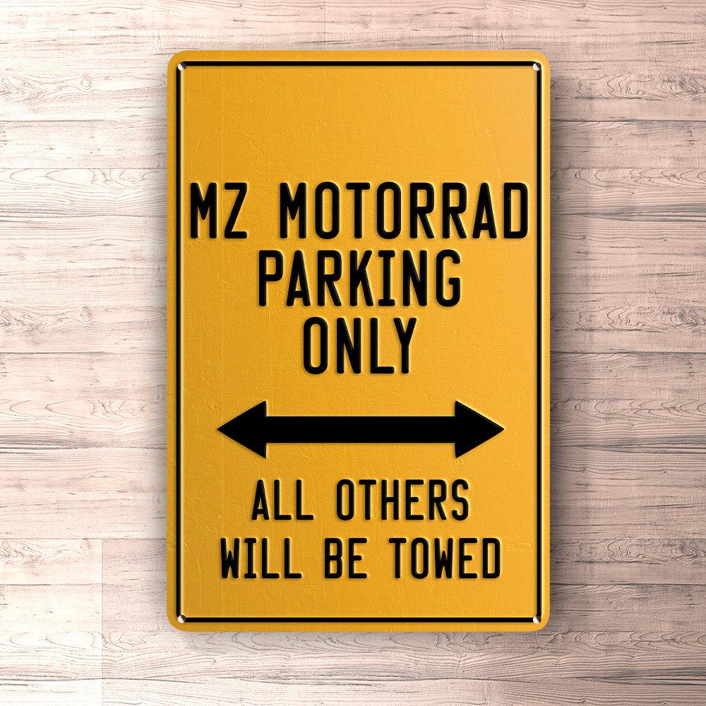 Mz Motorrad Parking Only Skilte, Musemåtte, Dørmåtte-Parking skilte-MZ-Garage Culture Shop- garage - man cave - merchandise