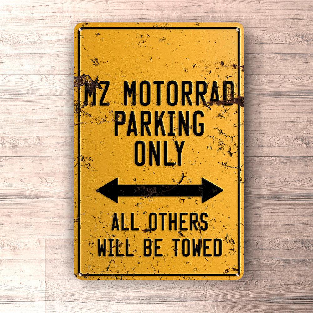 Mz Motorrad Parking Only Skilte, Musemåtte, Dørmåtte-Parking skilte-MZ-Garage Culture Shop- garage - man cave - merchandise