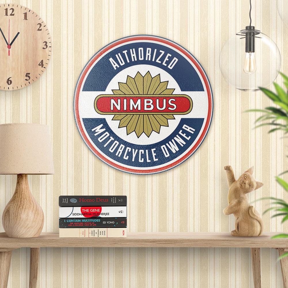 Nimbus Authorized Motorcycle Owner, Runde Skilte , Musemåtte Rundt , Kop Underlag, Underlagssæt-Runde Skilte-Nimbus-Garage Culture Shop- garage - man cave - merchandise