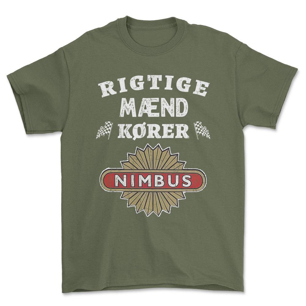 Nimbus Rigtige Mænd Kører - Unisex T-Shirt , Bomuld-Beklædning-Nimbus-Grøn Militær-S-Forside-Garage Culture Shop- garage - man cave - merchandise
