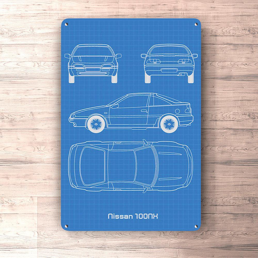 Nissan 100Nx Blueprint Skilte, Musemåtte, Dørmåtte-Blueprint-Nissan-Garage Culture Shop- garage - man cave - merchandise