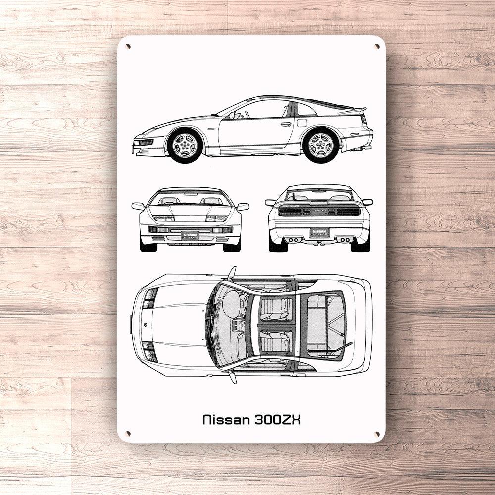 Nissan 300Zx Blueprint Skilte, Musemåtte, Dørmåtte , Plakat-Blueprint-Nissan-Garage Culture Shop- garage - man cave - merchandise