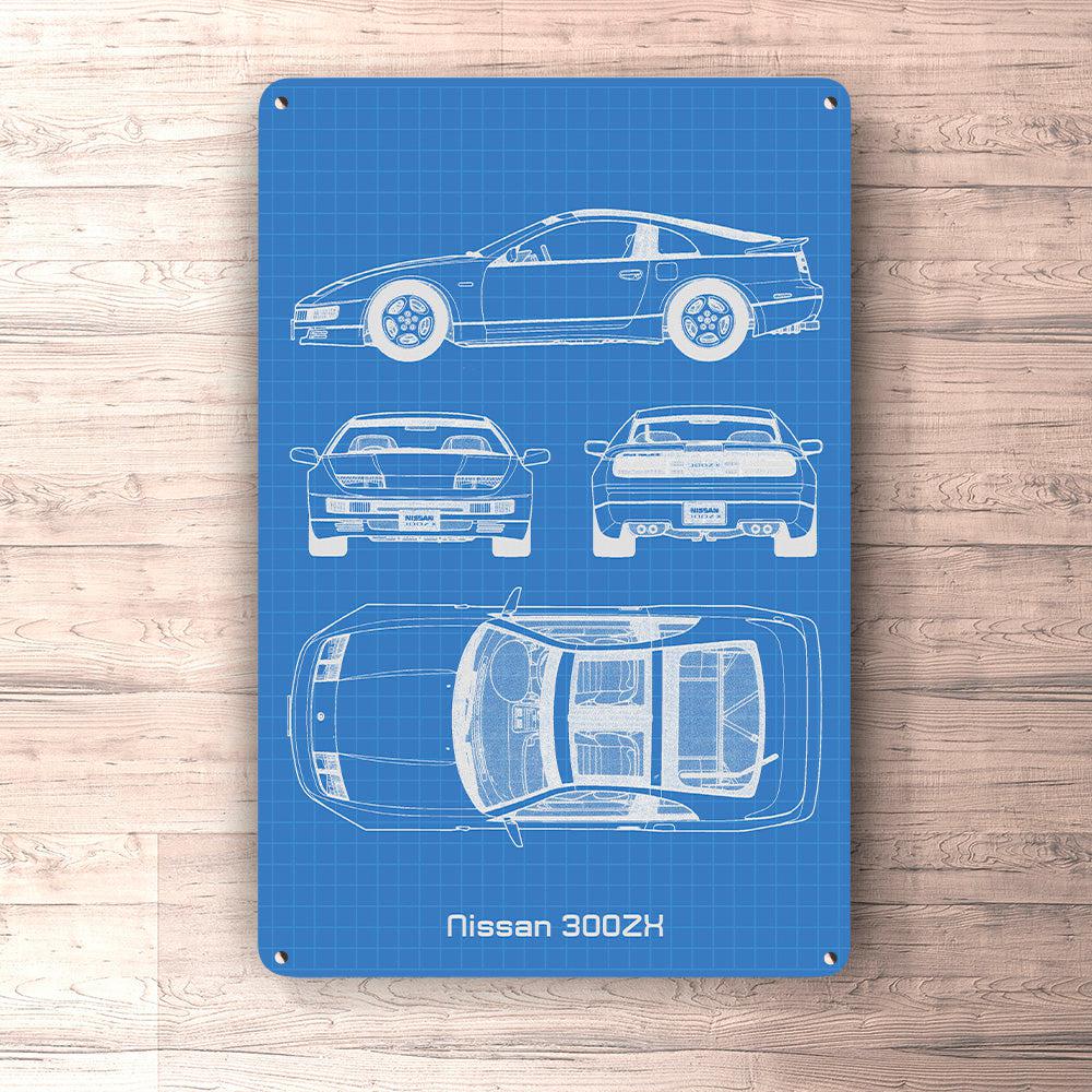 Nissan 300Zx Blueprint Skilte, Musemåtte, Dørmåtte , Plakat-Blueprint-Nissan-Garage Culture Shop- garage - man cave - merchandise
