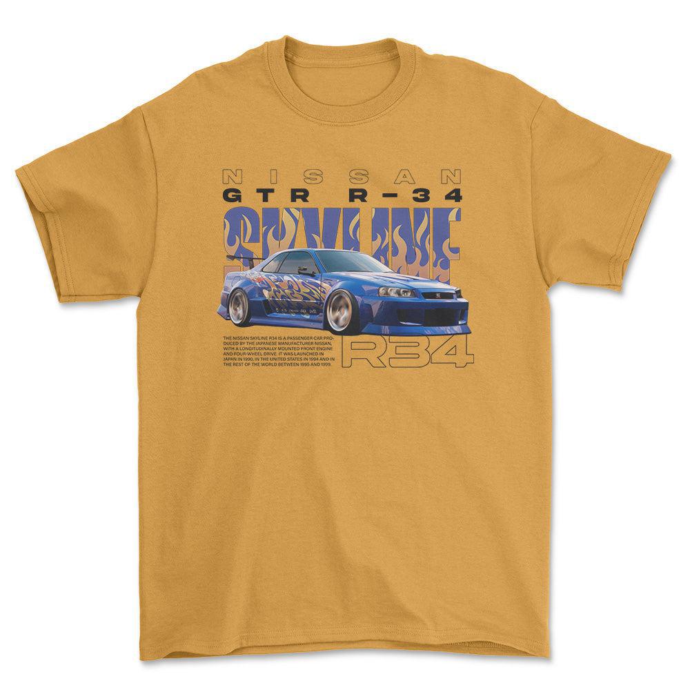 Nissan Skyline R34 - Unisex T-Shirt , Bomuld-Beklædning-Nissan-Garage Culture Shop- garage - man cave - merchandise