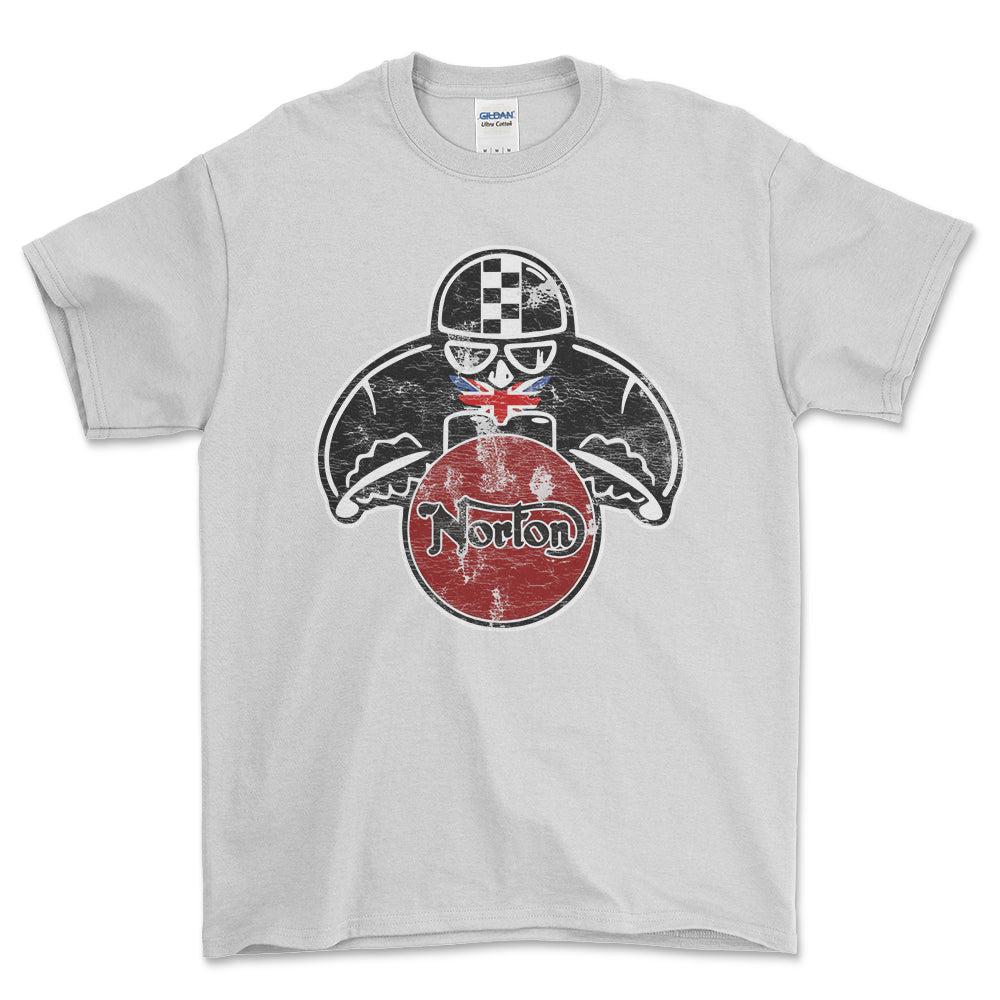 Norton Biker Vintage Style Unisex T-Shirt , Bomuld-Beklædning-Norton-Hvid-S-Forside-Garage Culture Shop- garage - man cave - merchandise