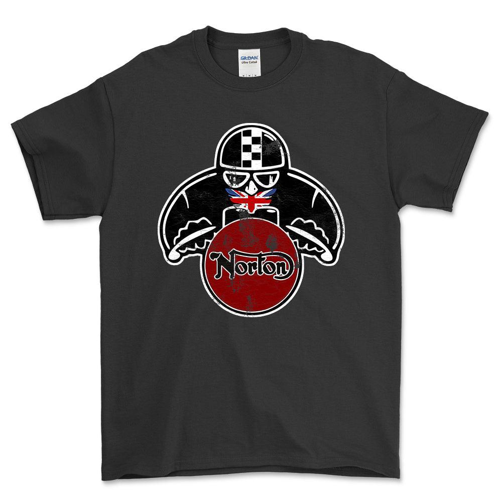 Norton Biker Vintage Style Unisex T-Shirt , Bomuld-Beklædning-Norton-Sort-S-Forside-Garage Culture Shop- garage - man cave - merchandise