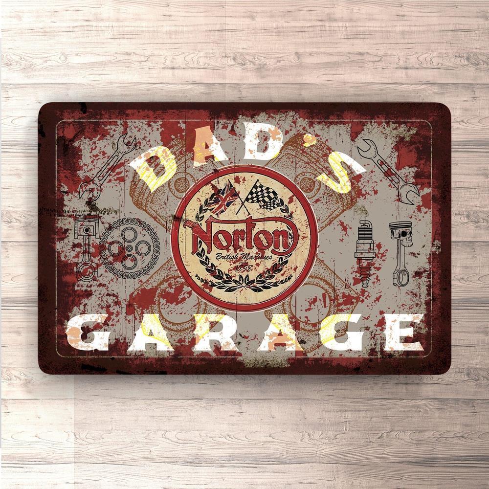 Norton Dads Garage Vintage Skilte, Musemåtte, Dørmåtte , Plakat-Skilte-Norton-Garage Culture Shop- garage - man cave - merchandise