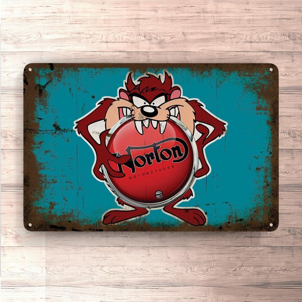 Norton Taz Vintage Skilte, Musemåtte, Dørmåtte-Skilte-Norton-Garage Culture Shop- garage - man cave - merchandise