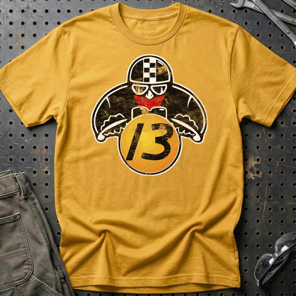 Nr 13 Biker Vintage Style Unisex T-Shirt , Bomuld-Beklædning-Nr-Guld-S-Garage Culture Shop- garage - man cave - merchandise