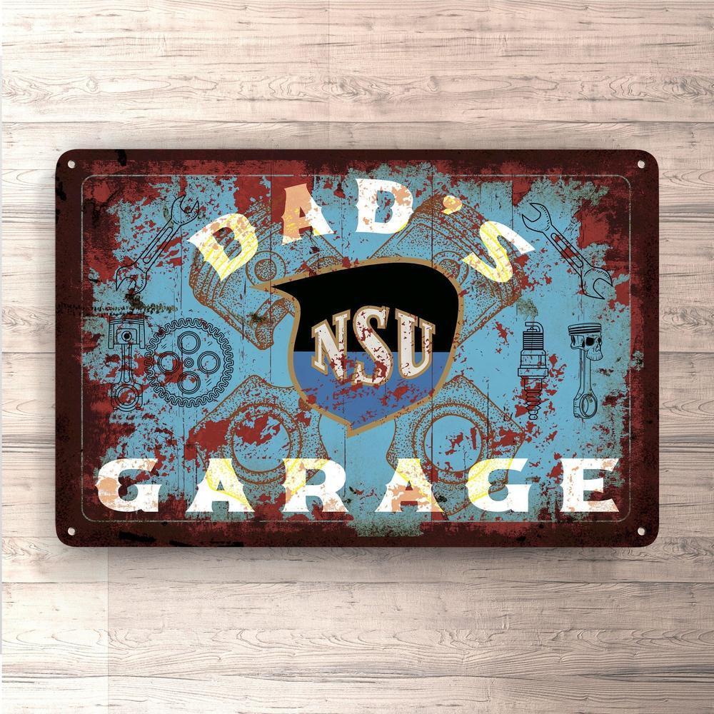 Nsu Dads Garage Vintage Skilte, Musemåtte, Dørmåtte-Skilte-NSU-Garage Culture Shop- garage - man cave - merchandise