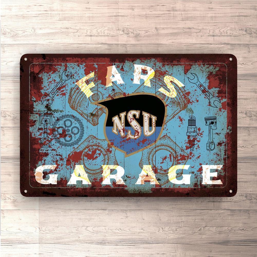 Nsu Fars Garage Vintage Skilte, Musemåtte, Dørmåtte-Skilte-NSU-Garage Culture Shop- garage - man cave - merchandise