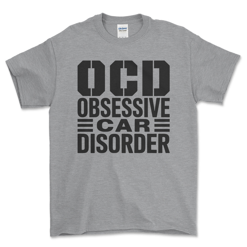 Obsessive Car Disorder T-Shirt , Bomuld-Beklædning-Garage Culture-Grå Sport-S-Forside-Garage Culture Shop- garage - man cave - merchandise