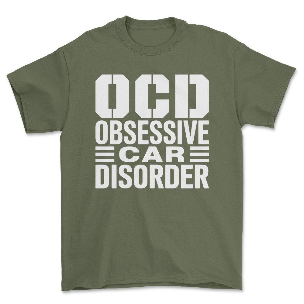 Obsessive Car Disorder T-Shirt , Bomuld-Beklædning-Garage Culture-Grøn Militær-S-Forside-Garage Culture Shop- garage - man cave - merchandise