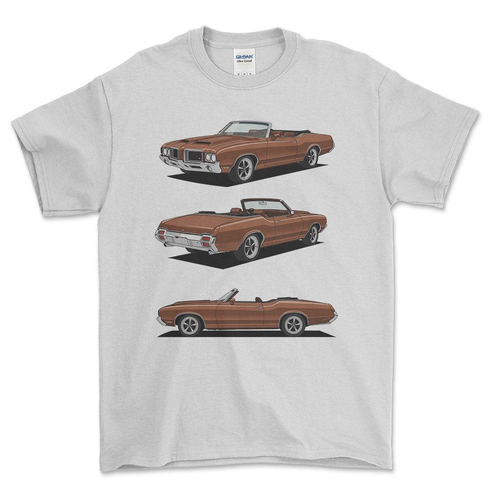 Oldsmobile 442 Convertible - One Line Style Unisex T-Shirt-Beklædning-Oldsmobile-Hvid-S-Forside-Garage Culture Shop- garage - man cave - merchandise