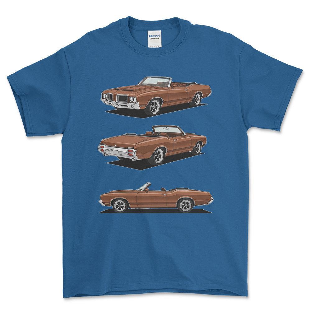 Oldsmobile 442 Convertible - One Line Style Unisex T-Shirt-Beklædning-Oldsmobile-Blå Royal-S-Forside-Garage Culture Shop- garage - man cave - merchandise