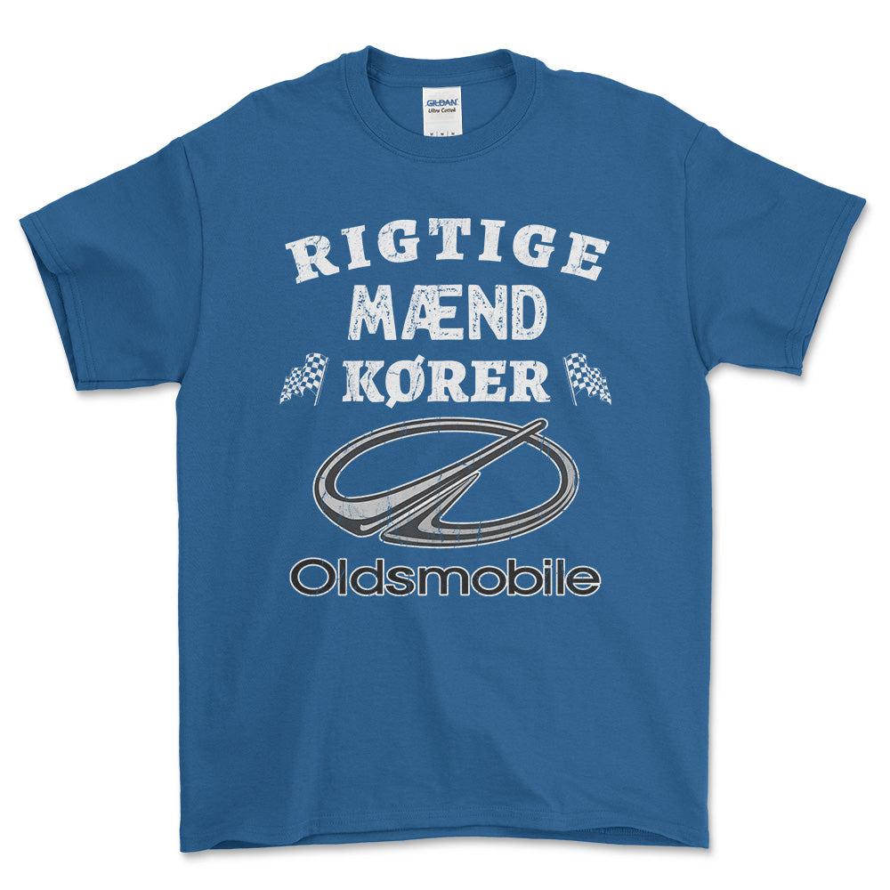 Oldsmobile Rigtige Mænd Kører - Unisex T-Shirt , Bomuld-Beklædning-Oldsmobile-Blå Royal-S-Forside-Garage Culture Shop- garage - man cave - merchandise
