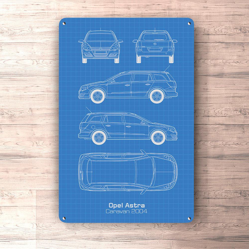 Opel Astra Caravan 2004 Blueprint Skilte, Musemåtte, Dørmåtte , Plakat-Blueprint-Opel-Garage Culture Shop- garage - man cave - merchandise