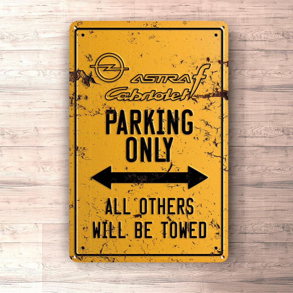 Opel Astra F Cabrio Parking Only Skilte, Musemåtte, Dørmåtte-Parking skilte-Opel-Garage Culture Shop- garage - man cave - merchandise