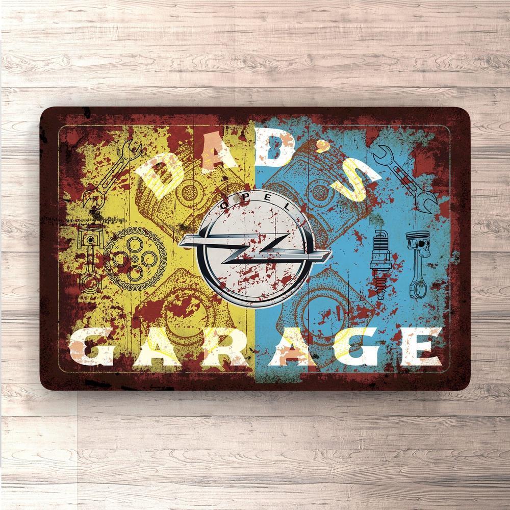 Opel Dads Garage Vintage Skilte, Musemåtte, Dørmåtte-Skilte-Opel-Garage Culture Shop- garage - man cave - merchandise