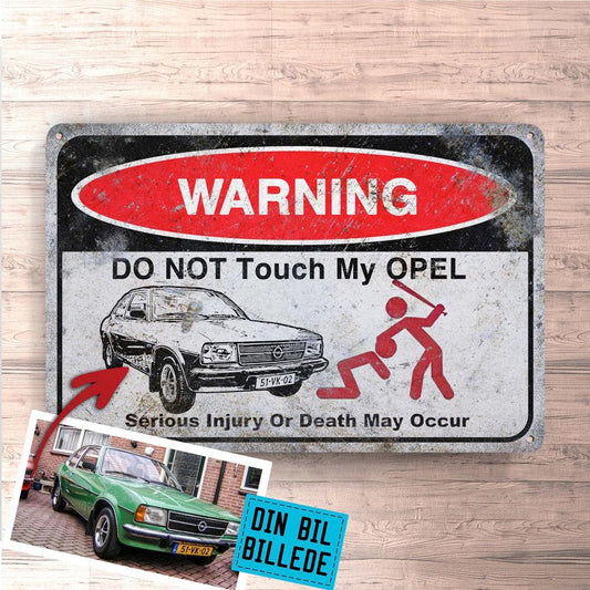 Opel Do Not Touch My Opel Skilte, Musemåtte, Dørmåtte , Plakat-Skilte-Opel-Garage Culture Shop- garage - man cave - merchandise