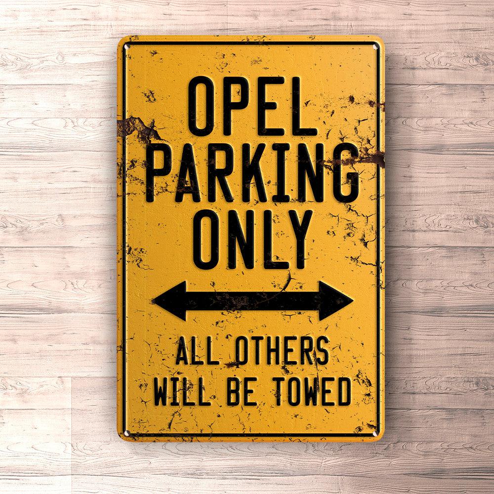 Opel Parking Only Skilte, Musemåtte, Dørmåtte-Parking skilte-Opel-Garage Culture Shop- garage - man cave - merchandise