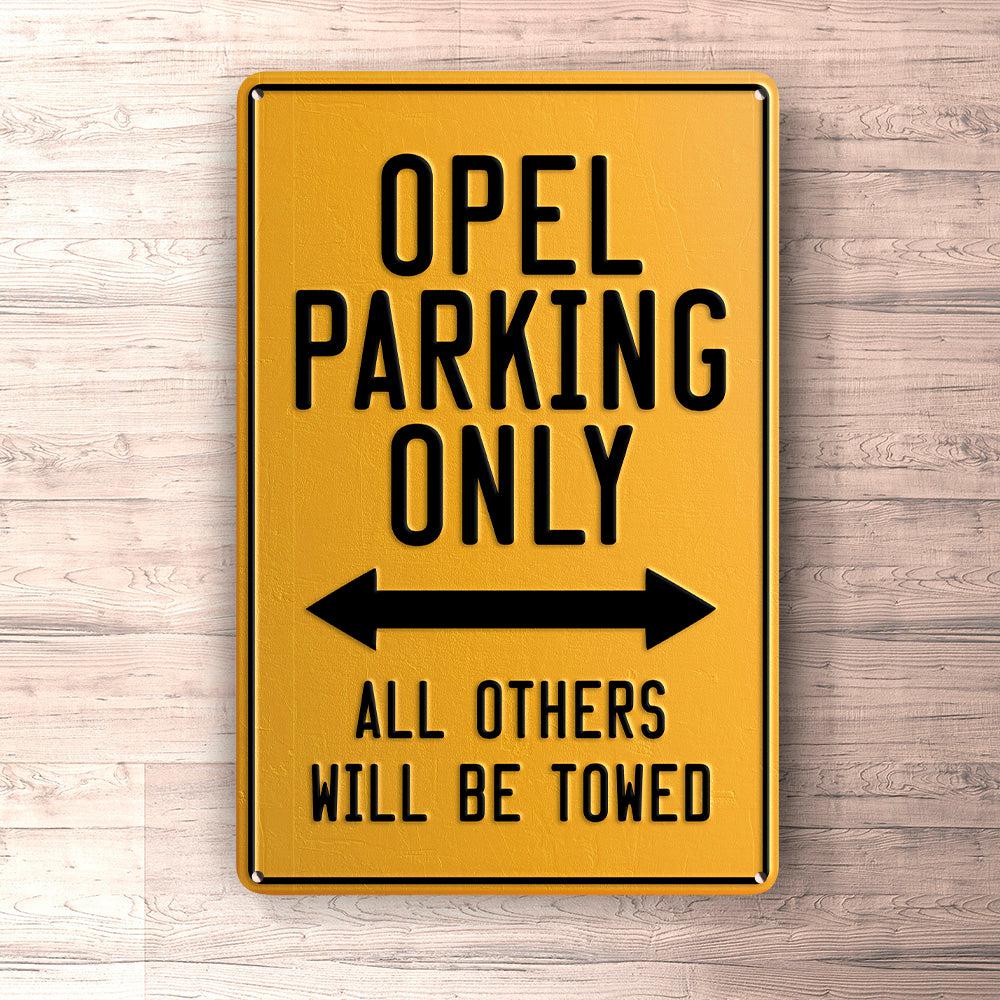 Opel Parking Only Skilte, Musemåtte, Dørmåtte , Plakat-Parking skilte-Opel-Garage Culture Shop- garage - man cave - merchandise