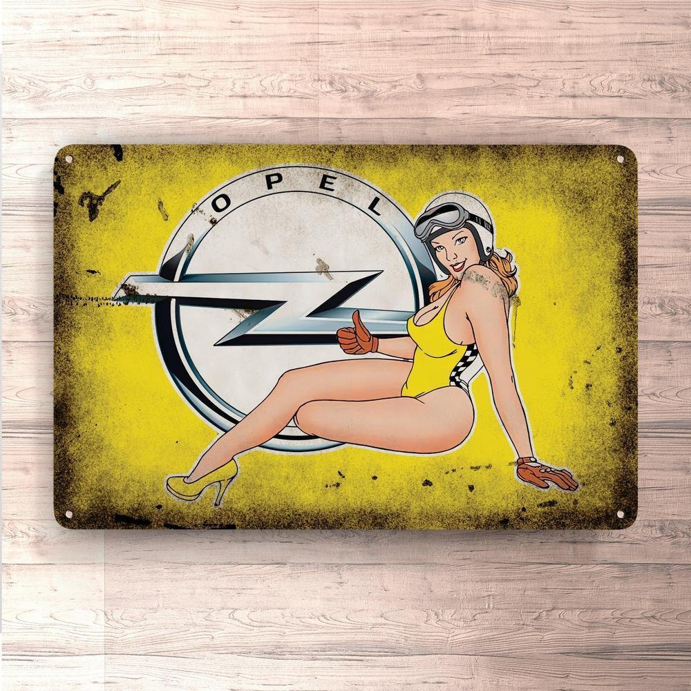Opel Pin-Up Vintage Skilte, Musemåtte, Dørmåtte-Skilte-Opel-Garage Culture Shop- garage - man cave - merchandise